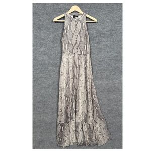 DVF Diane Von‎ Furstenberg Size 2 Maxi Dress Silk Snakeskin Ruffled Hem Evening